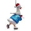 Playful Goose in Skates Glass Christmas Ornament, Whimsical Cute Duck