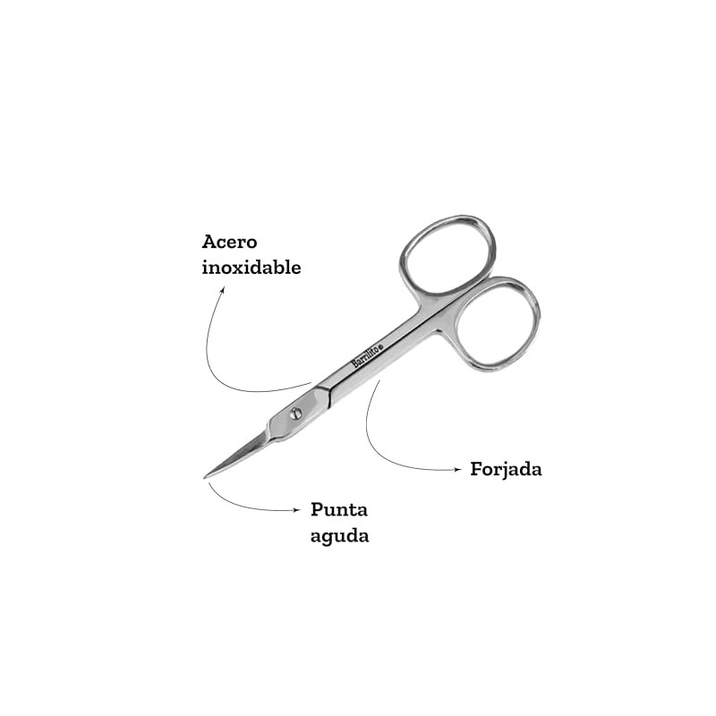 Barrilito Tijera de Acero Inoxidable para Manicure Profesional Punta Aguda