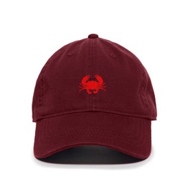 Red Crab Baseball Cap Embroidered Cotton Adjustable Dad Hat