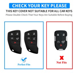 QBUC 2 Pcs Key Fob Cover for Chevy,5 Buttons Silicone for GMC Key Fob Cover,Fit for 2022 2023 2024 2025 Chevy Silverado 1500 GMC Sierra 1500, 2024 2025 Silverado Sierra 2500HD 3500HD with Keychain