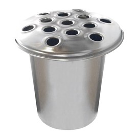 Memorial Grave Vase with Lid, Round Aluminum, Silver or Gold, Cemetery Decorations (Silver Lid)