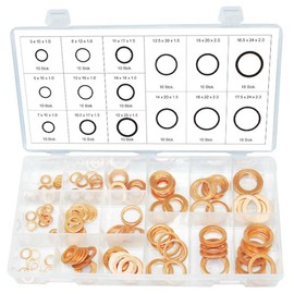Copper Washers Seal Sealing Ring Outer Diameter 10-24 mm Inner Diameter 5-17.5 mm 150 Pieces (in Storage Box/Assortment Box)