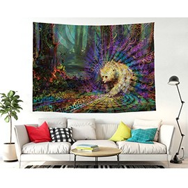 Shukqueen Tapestry, The Holy Bear Wall Tapestry Bohemian Mandala Hippie Tapestry for Bedroom Living Room Dorm (51"H x 60"W, Bear)