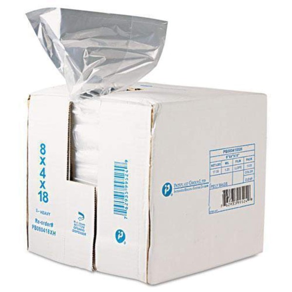 Inteplast Group PB080418R Get Reddi Food & Poly Bag, 8 x 4 x 18, 8-Quart, 0.68 Mil, Clear (Case of 1000)