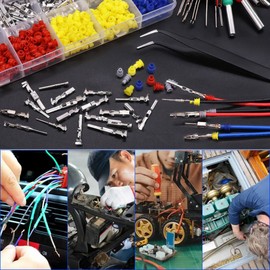335pcs Connector Pins Terminal Kit: 21 Types Car Electrical Wire Terminal 1/1.5/1.8/2.2/2.8/3.5mm Non-Insulated Plug Removal Male Female Crimp Pins with Needle Terminal Removal Tool Tweezer