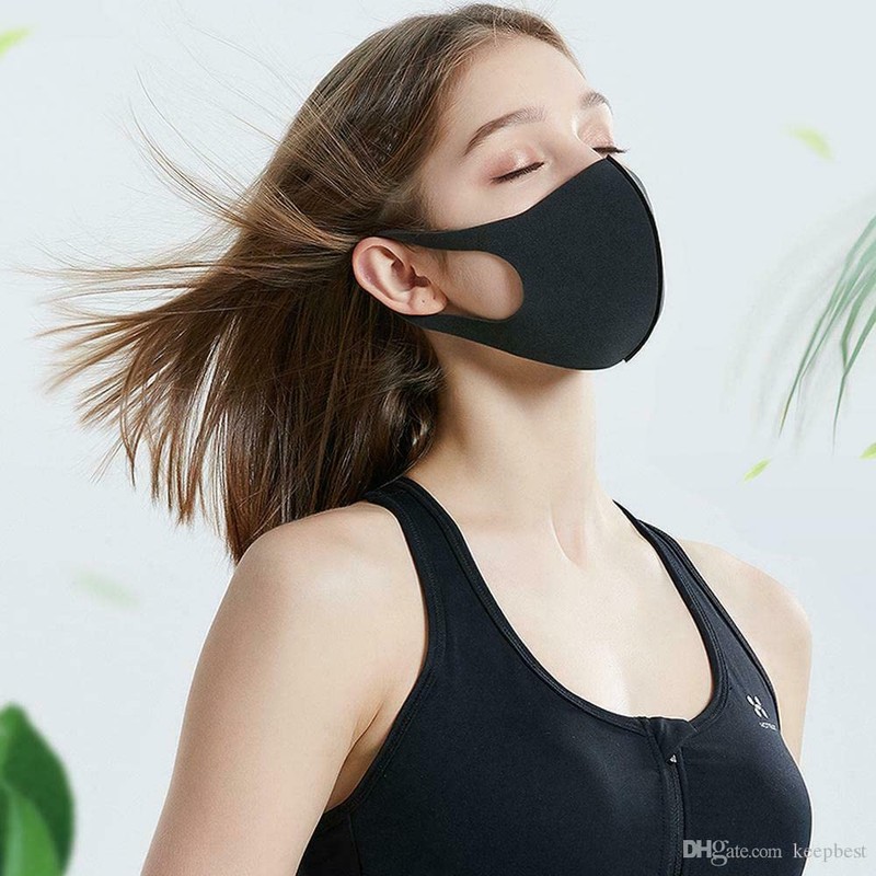 Mask 2x Black Fashion Face Mask Stretch Lightweight Fabric Covering