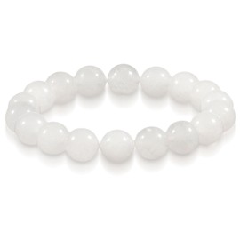 Chakra Heilung Armband 10mm natürlichen weißen Achat Perlen Armband für Frauen Männer einstellbare Kristall-Armband für spirituelle Heilung, positive Energie (Mondstein)