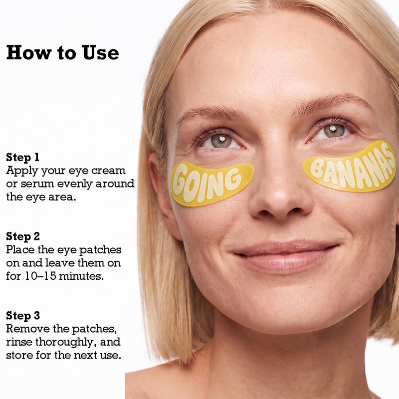 Going Bananas Reusable Silicone Under Eye Patches, Standard, 2 Pairs