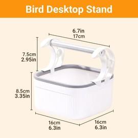 AIMALL Bird Desktop Stand with Aluminium Perch, Removable PP Waste Box, 6.3x6.3x3.35in Fixed-Point Training Platform for Parrots Cockatiels Budgies Lovebirds