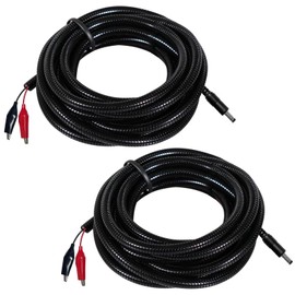 2 Pcs Chew-Resistant Trail Camera Power Cables, Compatible with Stealth Cam, Spypoint, Moultrie, Browning, Wildgame Innovations, Muddy,Black Gate, etc. 5.5x2.1mm DC Plug to Alligator Clips, 79"