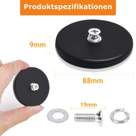 Strong Rubber Coated Mounting Magnets, 100LBS Anti-Scratch Mounting Magnets, Rubber Coated Neodymium Magnets with M4 Threaded Studs Magnetic Assembly Base for Led Lighting Bar Outdoor, 2Pack