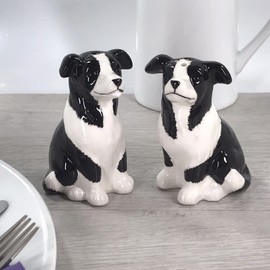 Lesser & Pavey Salt & Pepper Set for All Type of Kitchen | Ceramic Salt & Pepper Shaker Set | British Designed Lovely Salt & Pepper Pots | Salt Shaker & Pepper Shaker Suitable for Home (Border Collie)
