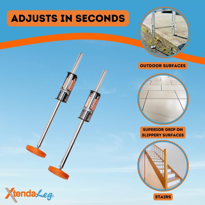 Xtenda-Leg® Ladder Leveler - Rubber Feet, Perfect for Extension Ladders,