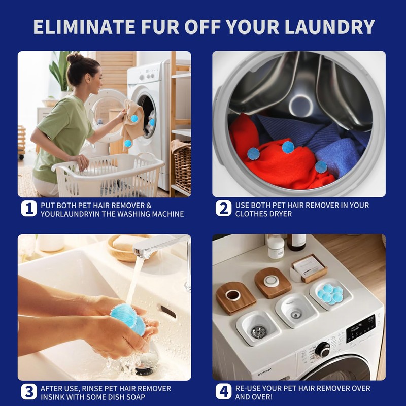 20 pcs Pet Hair Remover for Laundry, Reusable Dog &