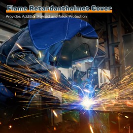 Welding Helmet Cover, Welding Helmet Extended Back Cover with Press Fit Seal, Welding Hood Accessories Provide Comprehensive Protection, Compatible with Lincoln Welding Helmets,Blue RAL5008