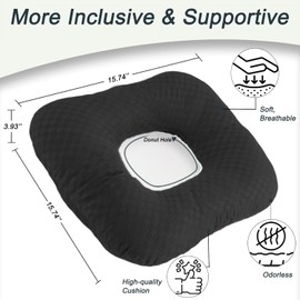Anti-Slip Wheelchair Cushions, Bed Sore Cushions for Butt, Ergonomic Innovations Orthopedic Donut Pillow, Medical Seat Cushion for Sciatica, Back, Coccyx, Pressure Sore (Black)
