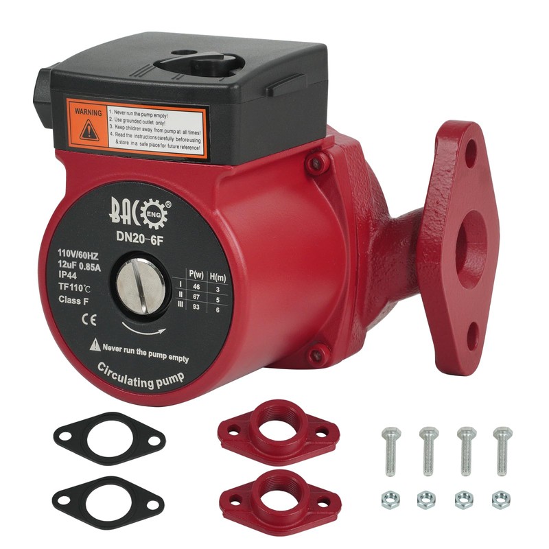 BACOENG 110V Flanges Hot Water Recirculating Pump, 3-Speed Switchable NTP