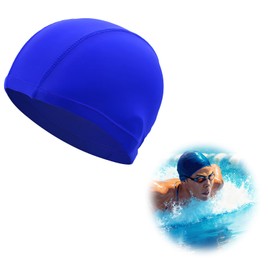 Badekappe, bademütze Herren hoch elastisch und bequem, aus weichem Nylongewebe, ideal für Schwimmbäder, professionelles Schwimmen und Training – Farbe Blau Badekappe Damen