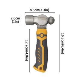 BOOSDEN Small Ball Peen Hammer, 15 oz, Stubby Ball Pein Hammer, Forged Fine Grain Steel Head, Handy Little Hammer with Non-slip Rubber Grips, Jewelry Hammer for Metalworking, Crafting