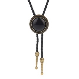 Bolo Ties for Women Cowboy Necktie Black Agate Bolo Tie Western Men Cowboy Boho Tie American Indian Gold Bolo Ties Stone Western Bolo Ti
