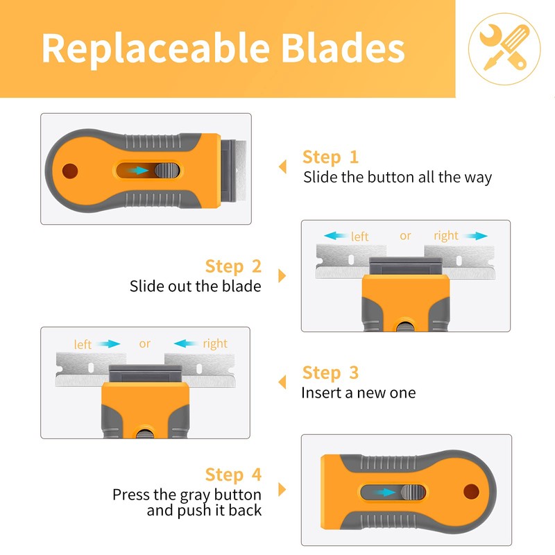 Razor Blade Scraper, 1 Pack Plastic Retractable Glass Scraper with