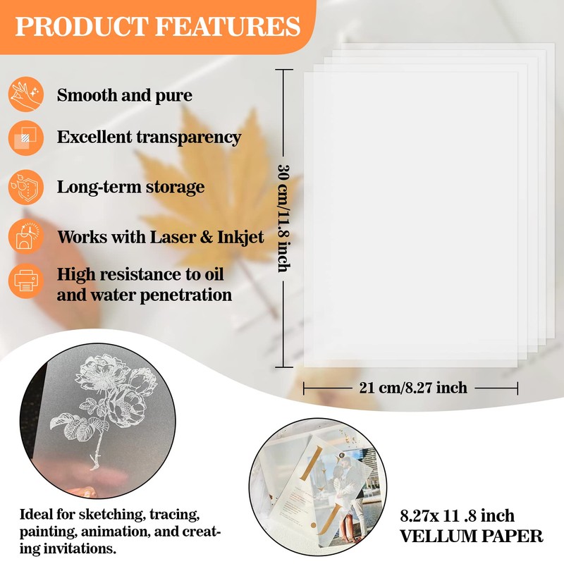 PSLER Vellum Paper 8.5 x 11 Translucent-Printable - psler Translucent