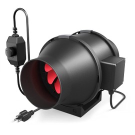 iPower 4 Inch 200 CFM Exhaust Inline Duct Fan with Variable Speed Controller HVAC Blower for Indoor Grow Tents Garden Ventilation, 4", Black