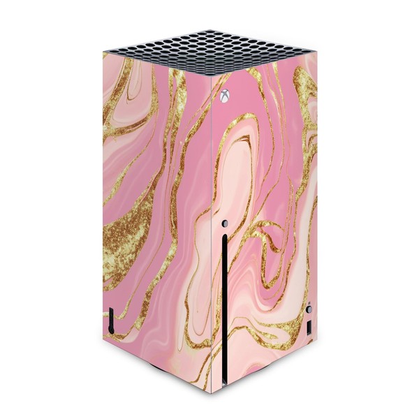 Head Case Designs Pink and Gold Marble Vinyl Sticker Gaming Skin Decal Cover Compatible With Xbox Series X Console