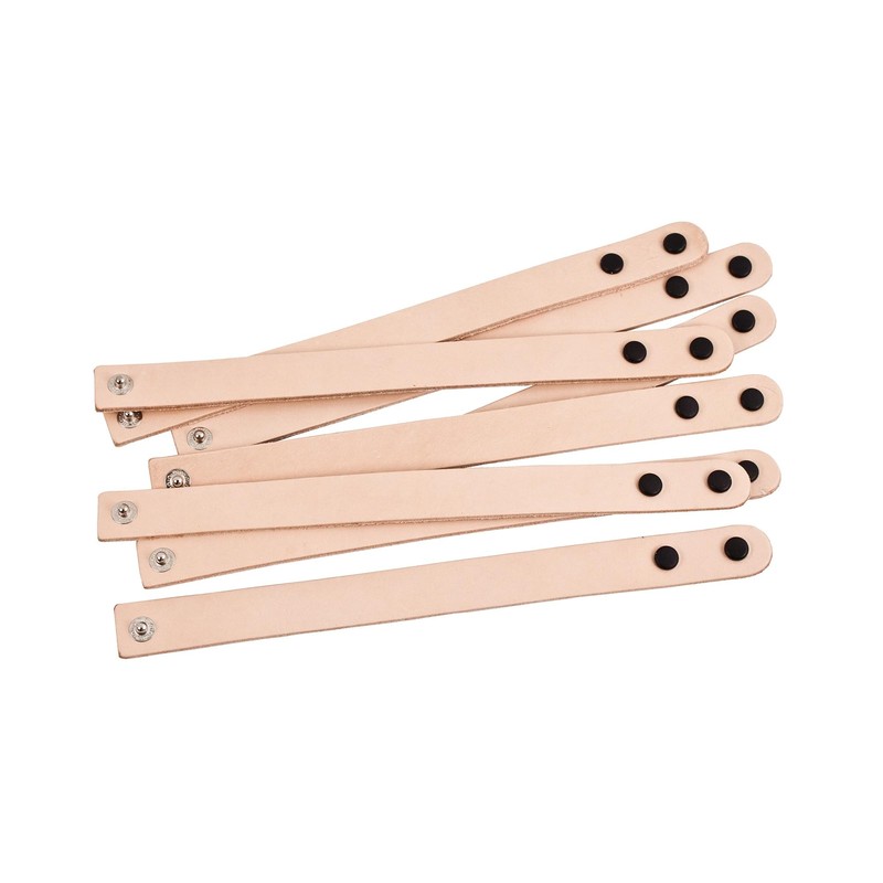 Realeather C4140-08 Narrow Leather Wristbands with Snap Closure, 7.5” to