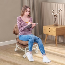 LyeXD Rolling Stool with Backrest, Roller Chair Mobile Low Height Roller Stool with Universal Wheels, Freestanding Under Desk Foot Rest Flexible Seating for Home Office Shop (Blue)