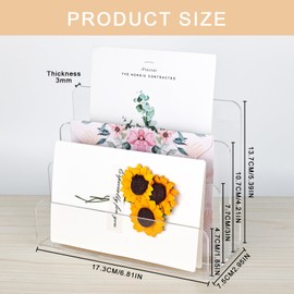 bssmmai Acrylic Letter Holder, 3 Compartments, Letter Organiser, Document Holder for Office Tidy on the Desk, for Notes, Business Card and Postcard