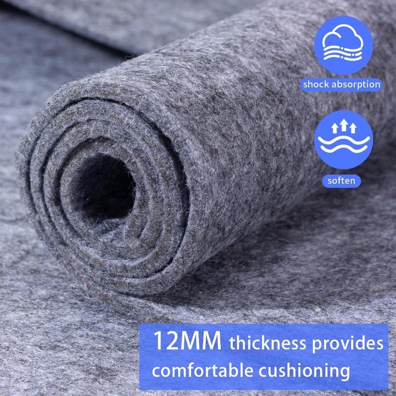 Extra Large Area Rug Cushioned Pad, 9x12 Ft 1/2”Thick Felt