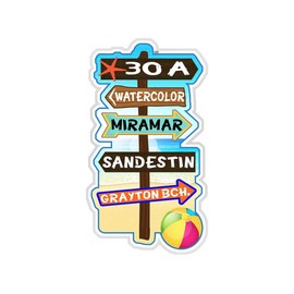 Florida Route 30A 30 A Sticker Vinyl Decal Watercolor Miramar Sandestin Grayton Beach Destin Panama City Emerald Coast 3.75" x 2"