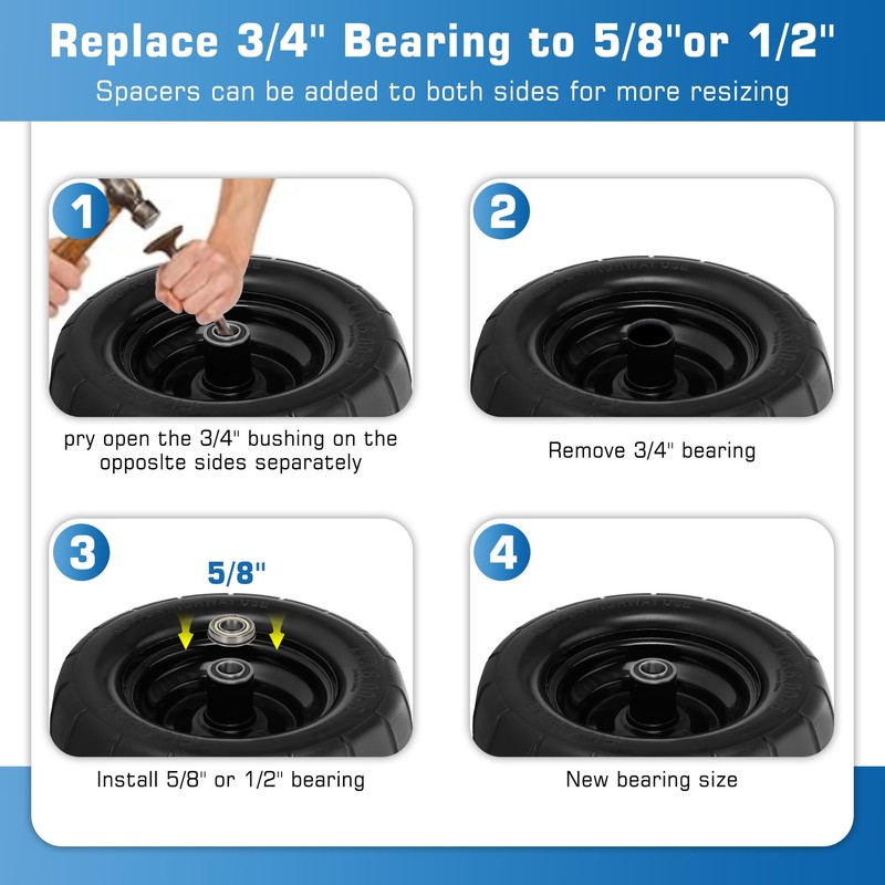 11x6.00-5 Flat Free Tire,2 Pack 11x6.00-5 Tires for Zero Turn