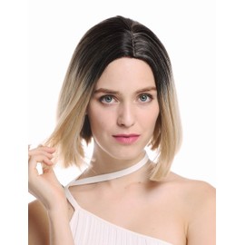 WIG ME UP - GFW2933-18+613+2 Women's Wig Short Longbob Middle Parting Straight Ombre Black Blonde Highlighted