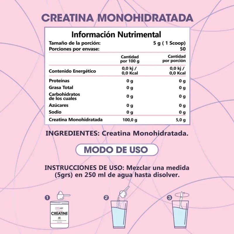 SHE FIT Women Creatina 250 Gr 50 Serv Sabor Sin