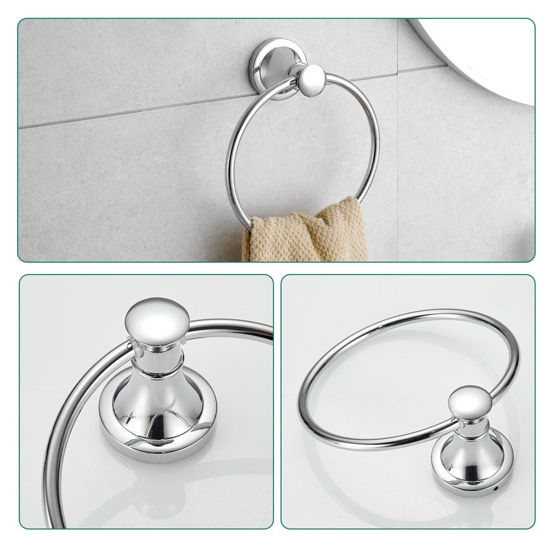 Hoimpro Chrome 4-Piece Bathroom Bath Set, Wall Mount Bathroom Hardware