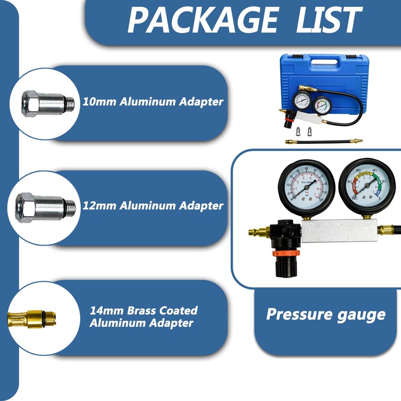Handor Cylinder Leak Down Tester Kit Dual Pressure Gauges Engine