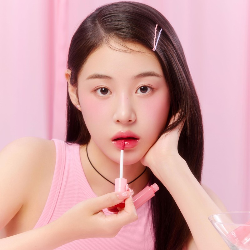 YNM Heart Jelling Tint, CHERRY JELLING, Silicone Lip Brush Included,