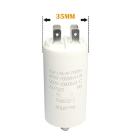 10µF 450V AMP Capacitor Motor Capacitor Starting Capacitor, CBB60 Plug Working Capacitor M8 with Nut Seal (10.0 µF)