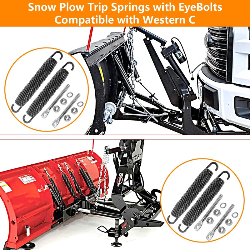 FBSCTMH 4 Packs Snow Plow Trip Springs with EyeBolts Compatible