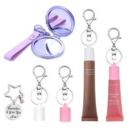 Keychain Cap Compatible with Summer Fridays 0.5 Oz Lip Balm & LANGIGE 0.35 oz Lip Balm, Portable Key Chain Cap with Mirror and Mother Day