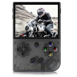 RG35XX Plus Retro Game Console,3.5 Inch IPS Screen Built-in 64GB+128GB TF Card,with 3300mAh Battery Linux System Retro Games Consoles,Support HD and TV Output Casual Game Console(Black)