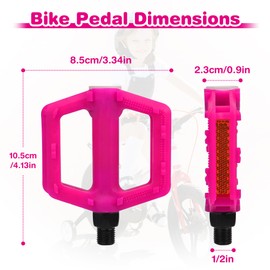 ZUKKA Bike Pedals 1/2-Inch Bike Pedals Non-Slip Kids Bike Peals with Reflective Strips on Sides Multiple Color for Mountain Bike Kid Bike Freestyle BMX Bike