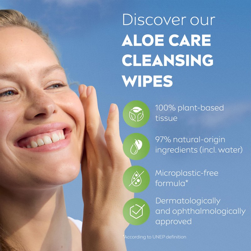 NIVEA Aloe Vera Cleansing Wipes (25 Sheets), Plant-Based Makeup Remover