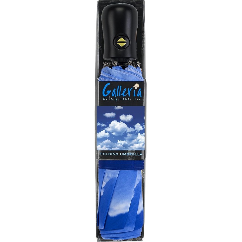 DUA GAL Clear Skies Folding Umbrella Auto Open Close Fiberglass