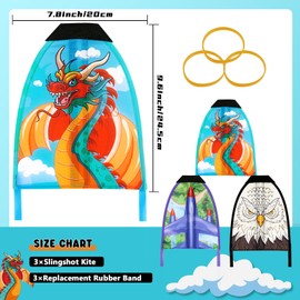 WERNNSAI Pack of 3 Mini Dragon Thumb Ejection Kites for Children and Adults, Easy to Fly Dragon Slingshot, Finger Launcher with 3 Replacement Rubber Bands, Funny Toy for the Beach and Outdoor Use