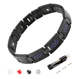 HyyMe Strength Titanium Magnetic Bracelet, Magnetic Braceler for Men, Lymphatic Drainage Bracelet Adjustable Length and with Professional Gift Box. (Blue)