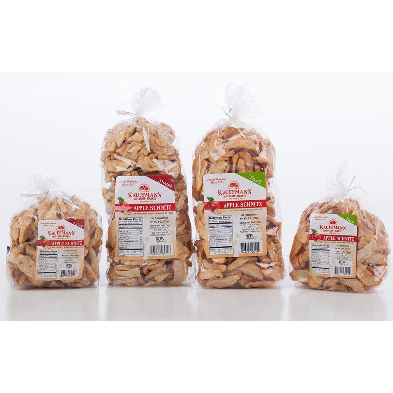 Kauffman Orchards Homemade Tart Apple Schnitz (Dried Apples), Chewy, Nutritious,