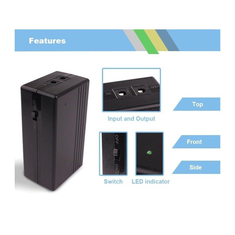 12V 2A Mini UPS 4 Channels, 15600mAH DC to DC